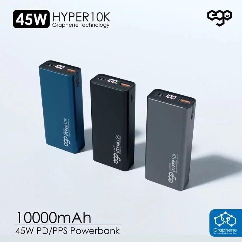 EGO HYPER10K 石墨稀 10,000mAh (PD3.0/QC4+電池) 45W PD【香港行貨】