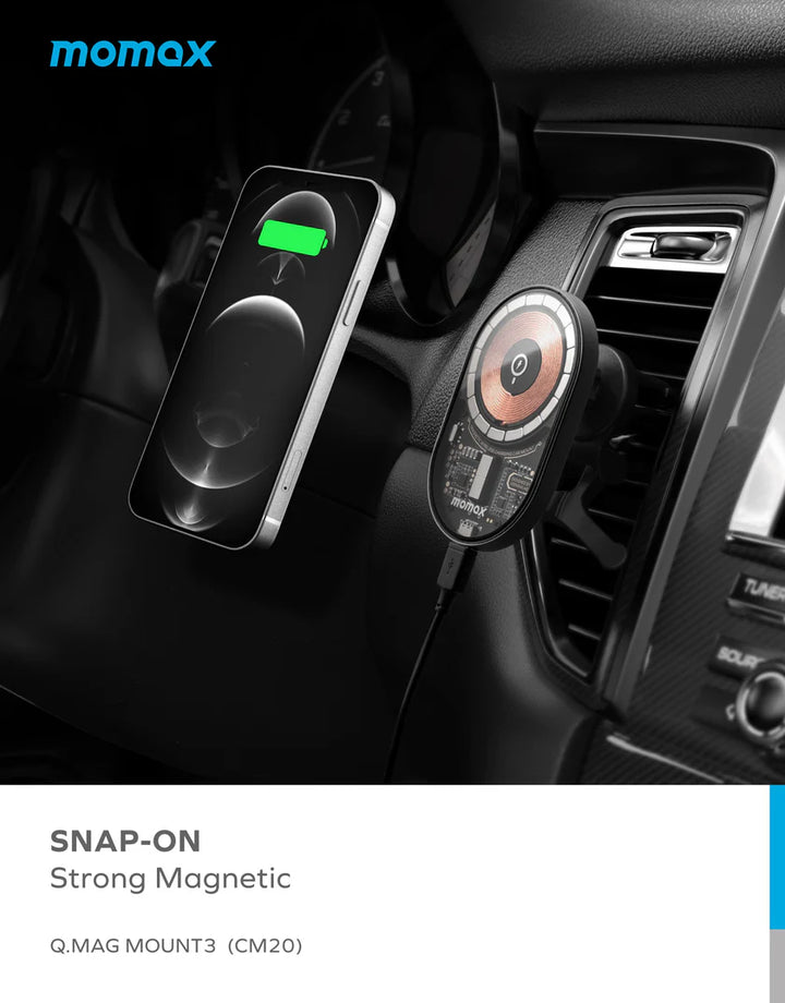 Momax Q.Mag Mount 3 15W Magnetic Wireless Car Charger Holder CM20E [Licensed in Hong Kong] 