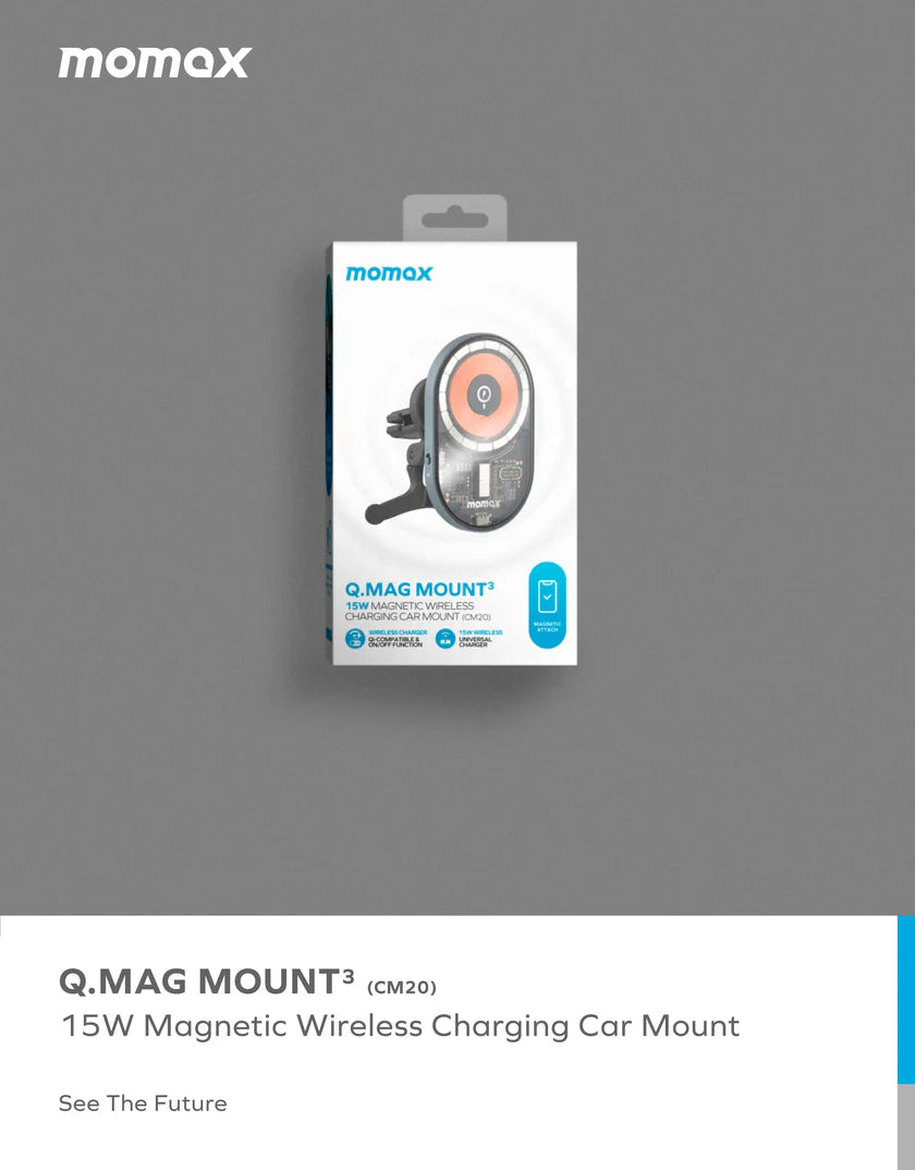 Momax Q.Mag Mount 3 15W Magnetic Wireless Car Charger Holder CM20E [Licensed in Hong Kong] 