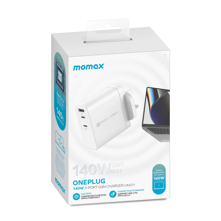 Momax One Plug GaN 140W三輸出快速充電器【香港行貨】 - eDigiBuy