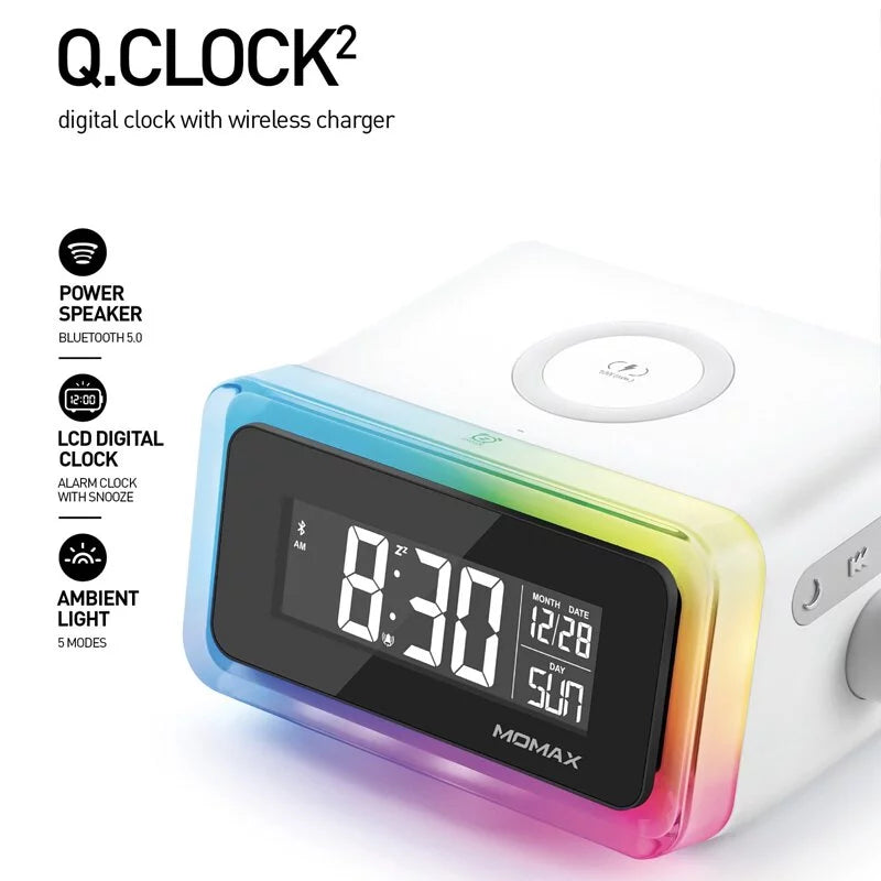 Momax Q.Clock2無線充電子鬧鐘【香港行貨】 - eDigiBuy