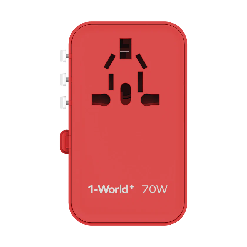 Momax 1-World+ 70W GaN 3-插口 內建 USB-C 充電線 + AC 旅行充電插座 UA18UK【香港行貨】