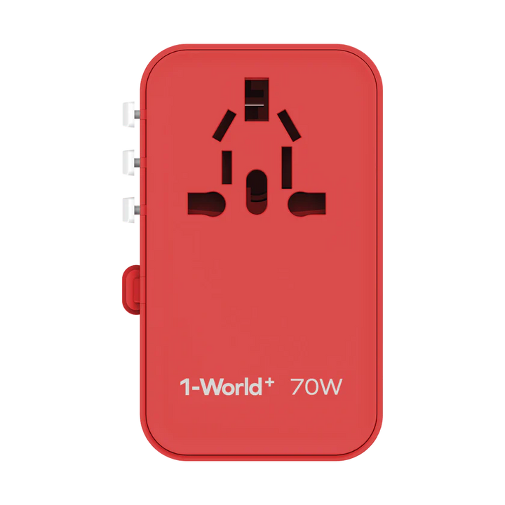 Momax 1-World+ 70W GaN 3-插口 內建 USB-C 充電線 + AC 旅行充電插座 UA18UK【香港行貨】