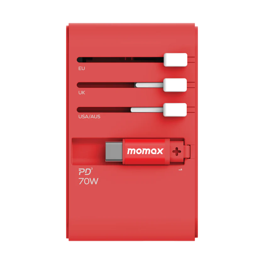 Momax 1-World+ 70W GaN 3-socket built-in USB-C charging cable + AC travel charging socket UA18UK [Licensed in Hong Kong] 
