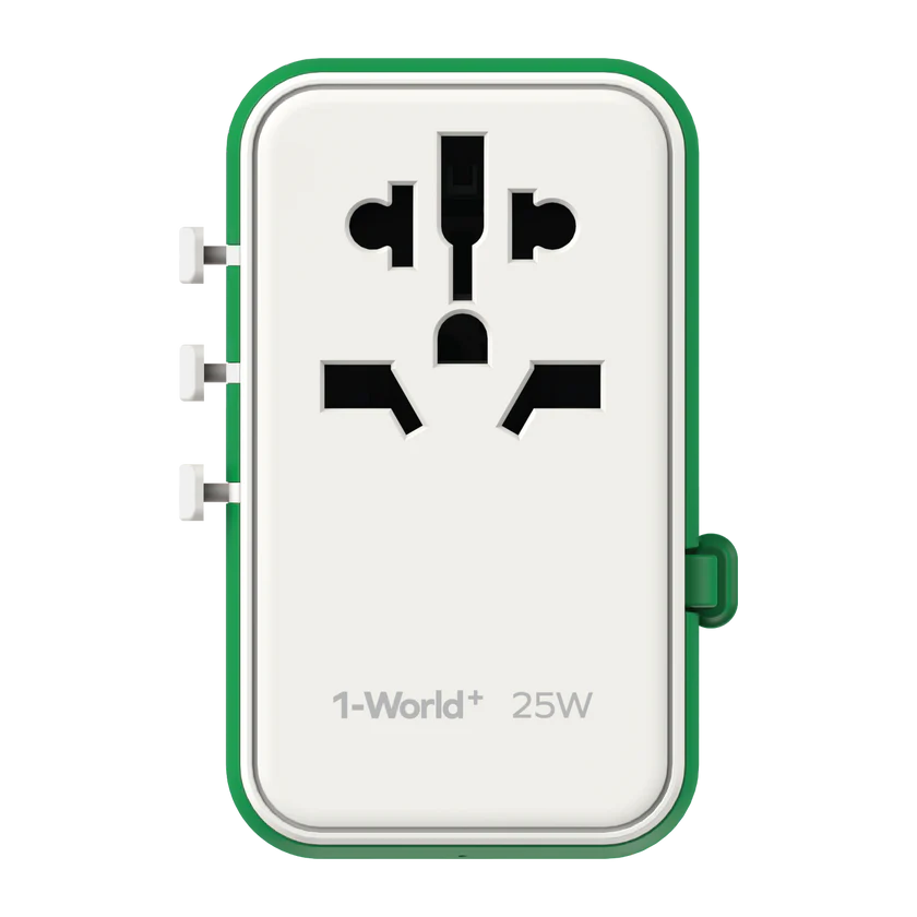 Momax 1-World+ 25W GaN 3-插口 內建 USB-C 充電線 + AC 旅行充電插座 UA20UK【香港行貨】