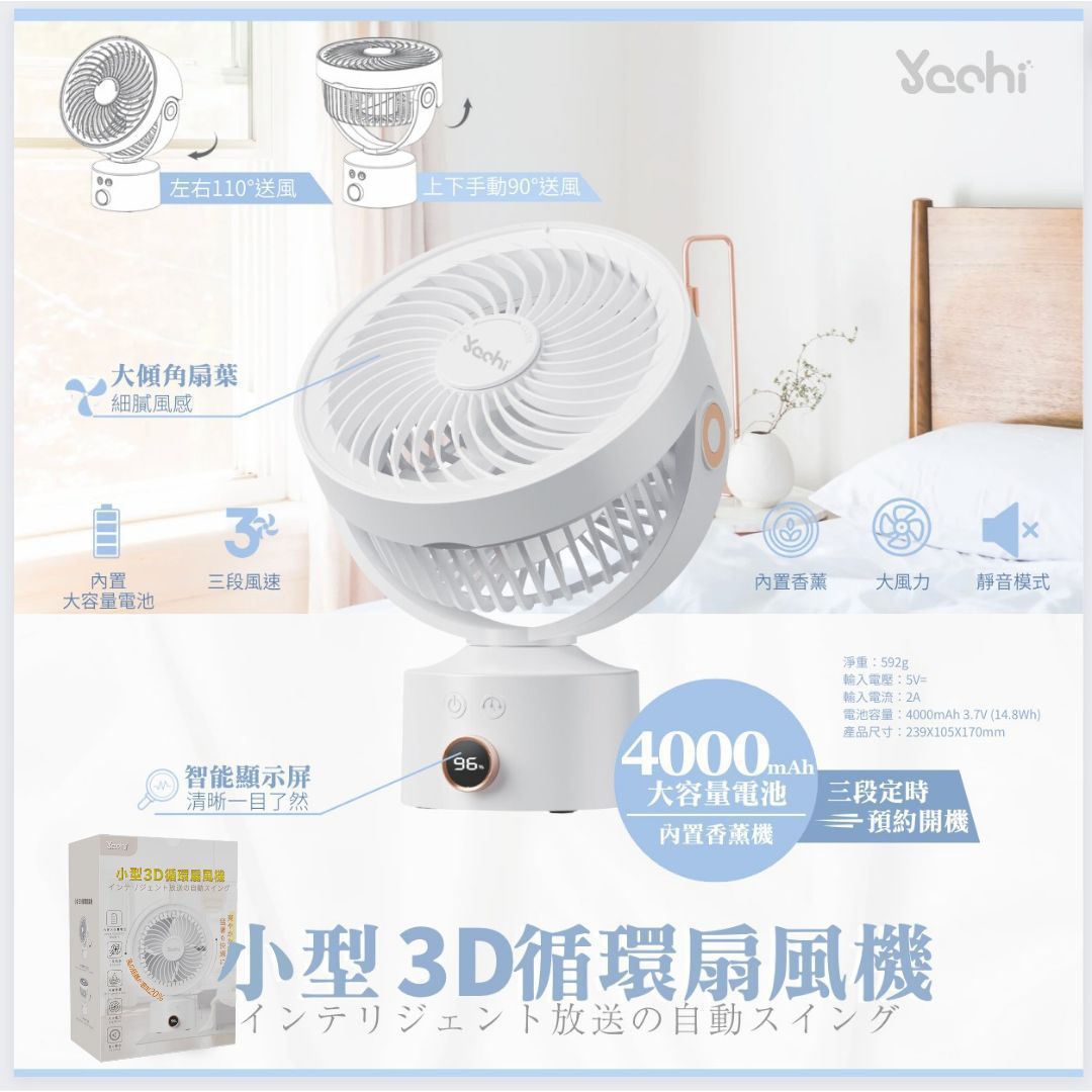 Yachi multi-stage shaking tabletop small fan 3D circulation fan [Hong Kong licensed]